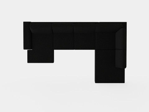 Link U Sofa Large With Divan Left Black 3D Модель