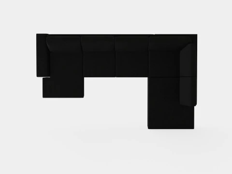 Link U Sofa Large With Divan Left Black 3D Model