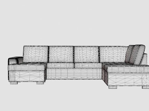 Link U Sofa Large With Divan Left Black 3D Model