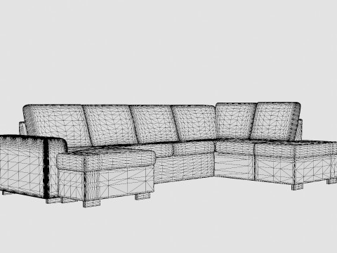 Link U Sofa Large With Divan Left Black 3D Модель