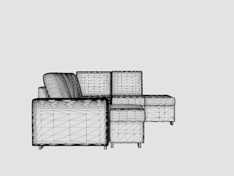 Link U Sofa Large With Divan Left Black 3D Модель