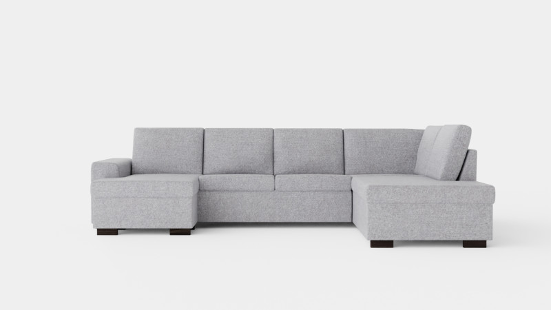 Link U Sofa Large With Divan Left Light Gray 3D Model .c4d .max .obj .3ds .fbx .stl .blend