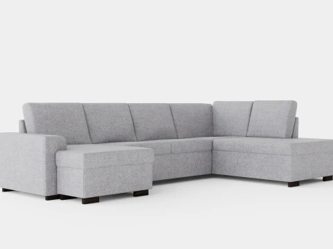 Link U Sofa Large With Divan Left Light Gray 3D Model