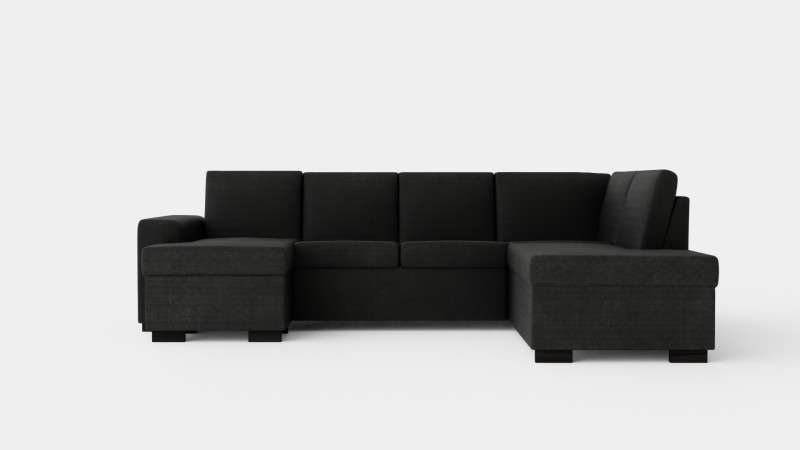 Link U Sofa With Divan Left Black 3D 模型 .c4d .max .obj .3ds .fbx .stl .blend
