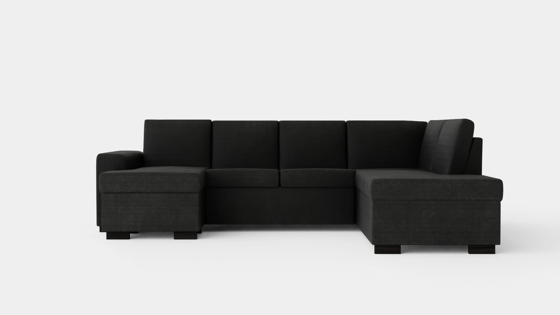 Link U Sofa With Divan Left Black 3D Model .c4d .max .obj .3ds .fbx .stl .blend