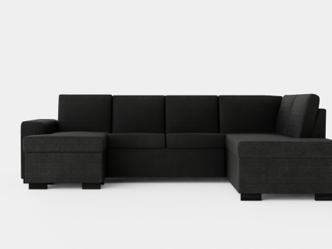 Link U Sofa With Divan Left Black Model 3D