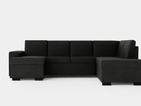 Sof&aacute; Link U Con Divan Izquierdo Negro Modelo 3D