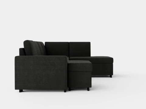 Link U Sofa With Divan Left Black 3D Model