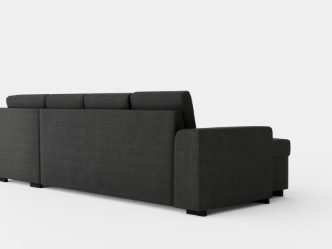 Link U Sofa With Divan Left Black 3D 模型