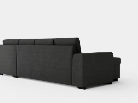 Link U Sofa With Divan Left Black 3D Model