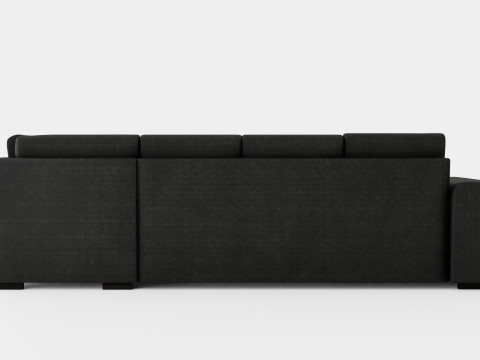 Link U Sofa With Divan Left Black 3D 模型