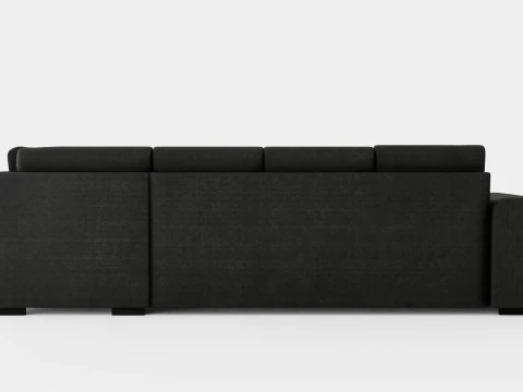 Link U Sofa With Divan Left Black 3D Model