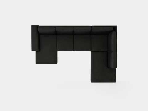 Link U Sofa With Divan Left Black 3D Model