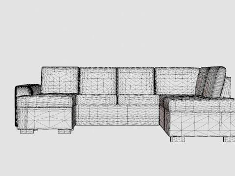 Link U Sofa With Divan Left Black 3D Model