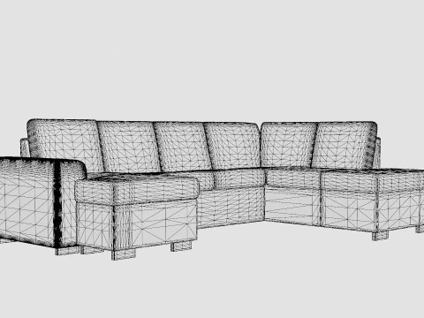 Link U Sofa With Divan Left Black 3D Model