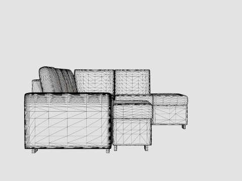 Link U Sofa With Divan Left Black 3D Model