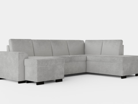 Link U Sofa With Divan Left Light Gray 3D-Modell