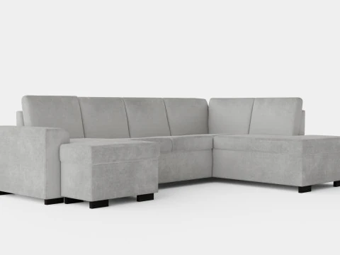 Link U Sofa With Divan Left Light Gray 3D Model