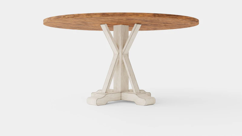 Tavolo da pranzo Lyon intorno al bianco naturale vintage Modello 3D .c4d .max .obj .3ds .fbx .stl .blend