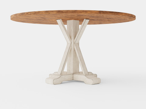 Lyon Dining Table Around Vintage Nature White 3D Model