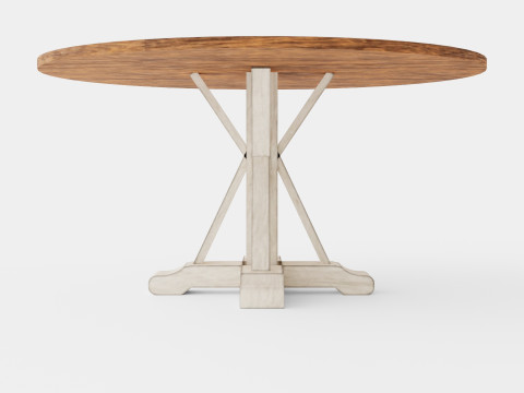Lyon Dining Table Around Vintage Nature White Model 3D