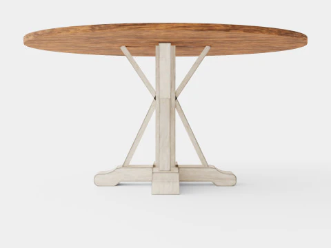 Tavolo da pranzo Lyon intorno al bianco naturale vintage Modello 3D