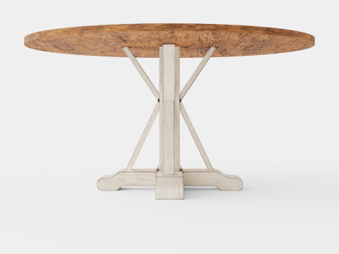 Lyon Dining Table Around Vintage Nature White Model 3D