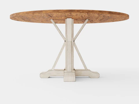 Tavolo da pranzo Lyon intorno al bianco naturale vintage Modello 3D