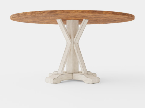 Lyon Dining Table Around Vintage Nature White Model 3D
