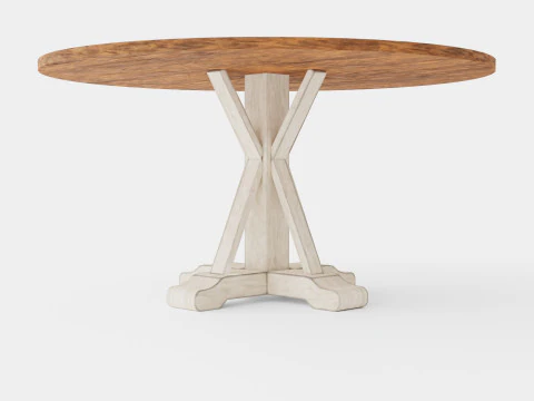 Tavolo da pranzo Lyon intorno al bianco naturale vintage Modello 3D