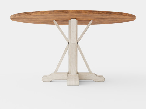 Lyon Dining Table Around Vintage Nature White Model 3D
