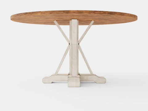 Tavolo da pranzo Lyon intorno al bianco naturale vintage Modello 3D