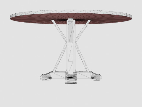 Lyon Dining Table Around Vintage Nature White Model 3D