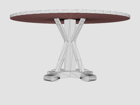 Tavolo da pranzo Lyon intorno al bianco naturale vintage Modello 3D