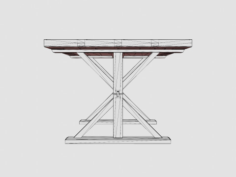 Lyon Dining Table Vintage Nature 3D Model