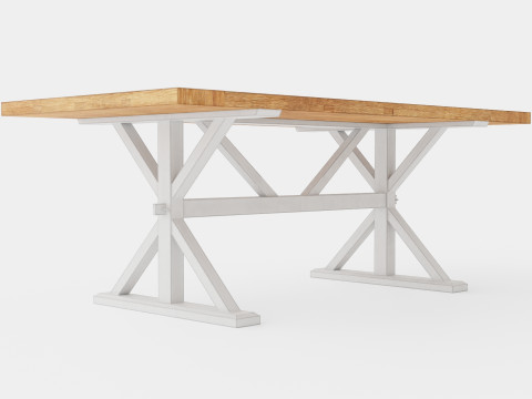 Lyon Extensionable Dining Table Vintage Nature White 3D Model