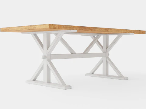 Table &agrave; manger &agrave; rallonge Lyon Vintage Nature Blanc Modèle 3D