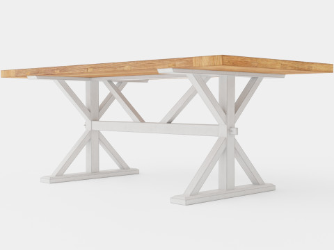 Lyon Extensionable Dining Table Vintage Nature White Model 3D