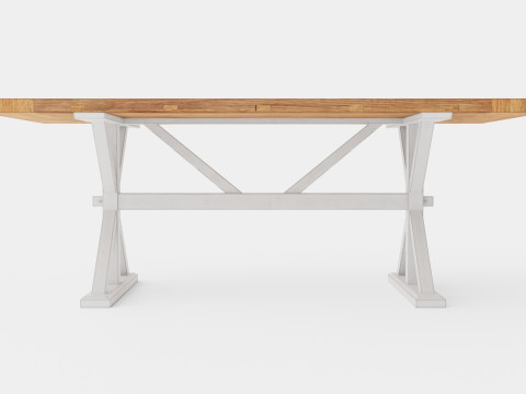 Lyon Extensionable Dining Table Vintage Nature White Model 3D