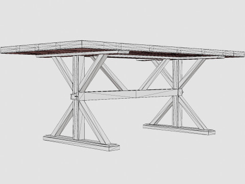 Lyon Extensionable Dining Table Vintage Nature White Model 3D