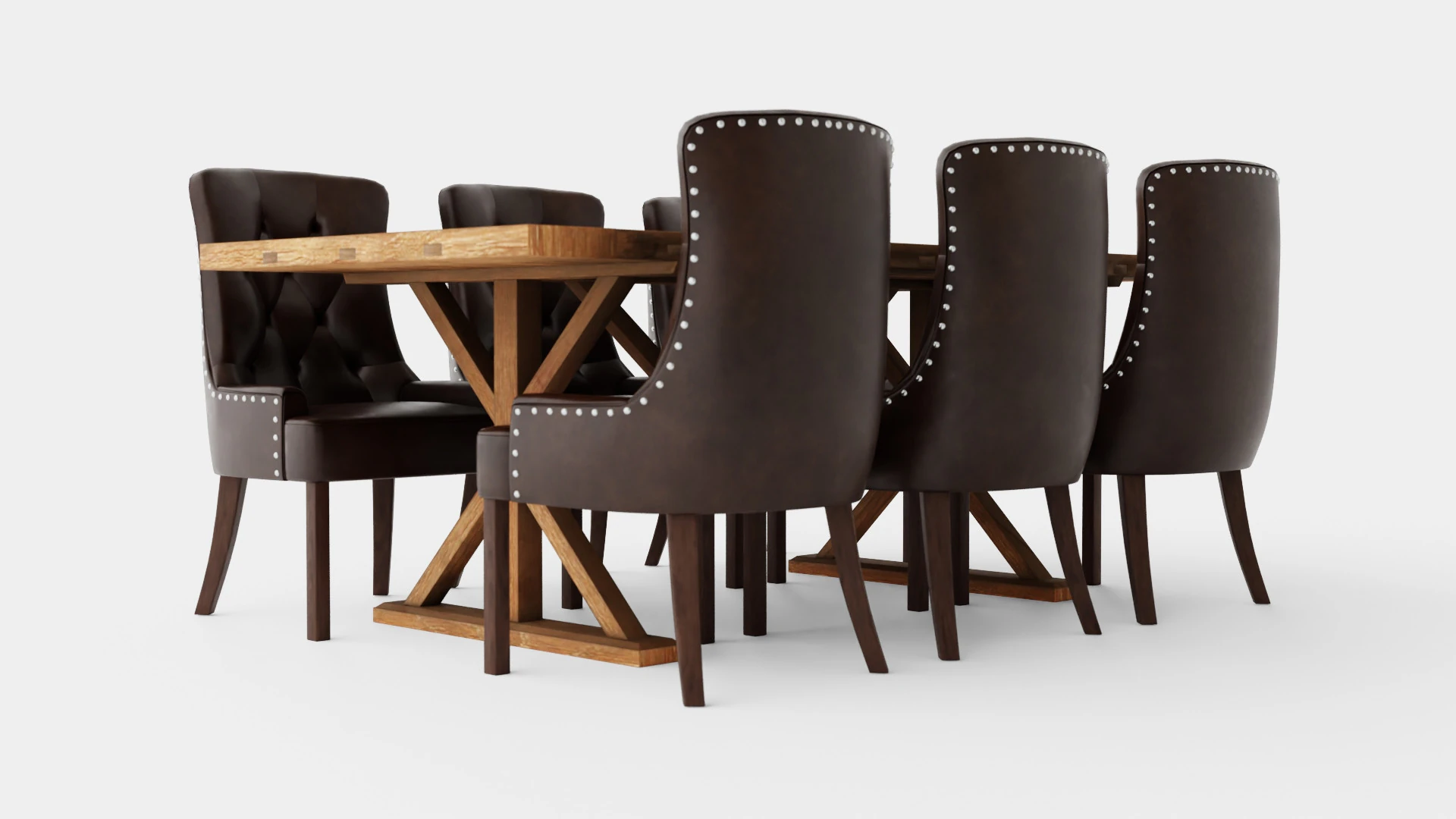 Lyon Extendable Food Group With 6 Tuva Chair Nat 3D Model .c4d .max .obj .3ds .fbx .stl .blend 