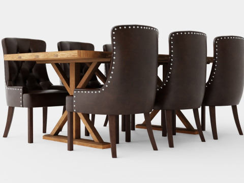 Lyon Extendable Food Group With 6 Tuva Chair Nat 3D Model