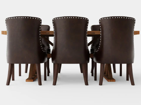 Lyon Extendable Food Group With 6 Tuva Chair Nat 3D Model