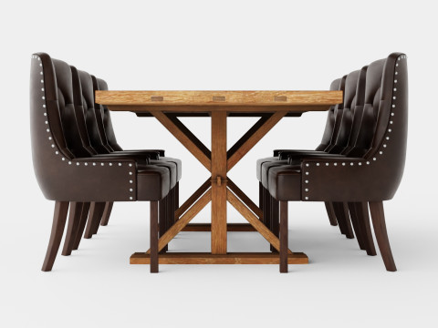 Lyon Extendable Food Group With 6 Tuva Chair Nat 3D Model