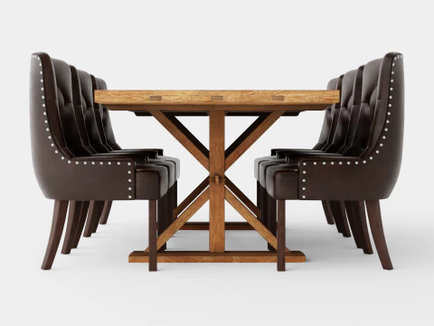 Lyon Extendable Food Group With 6 Tuva Chair Nat 3D Model