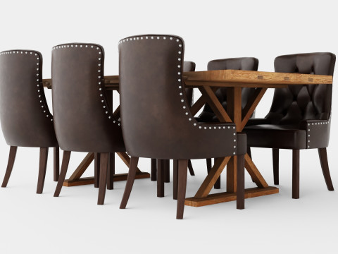 Lyon Extendable Food Group With 6 Tuva Chair Nat 3D Model
