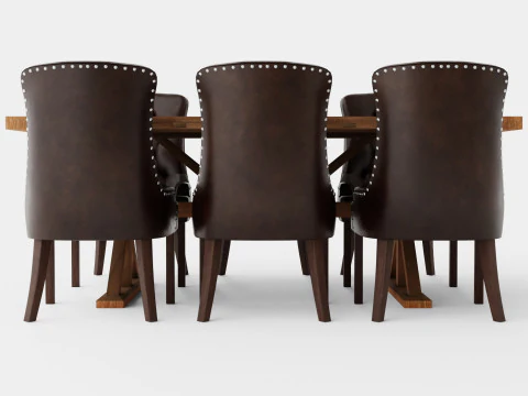 Lyon Extendable Food Group With 6 Tuva Chair Nat 3D Model