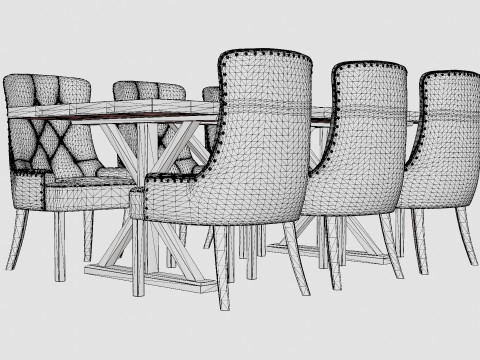Lyon Extendable Food Group With 6 Tuva Chair Nat 3D Model