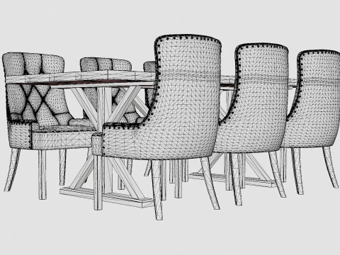 Lyon Extendable Food Group With 6 Tuva Chair Nat 3D Model