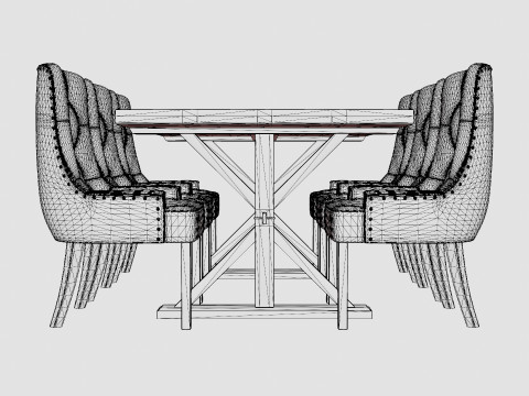 Lyon Extendable Food Group With 6 Tuva Chair Nat 3D Model